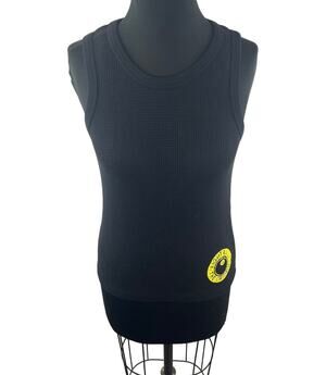 Eight Ball Clothing Black Tank Top Knit Rib Stretch Crew Neck Pullover Classic S